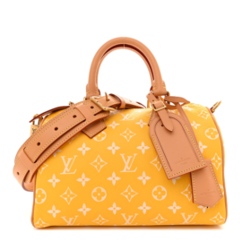 fake designer bags Louis Vuitton Monogram Calfskin Speedy Bandouliere 25 P9 in Yellow with Brass Hardware front