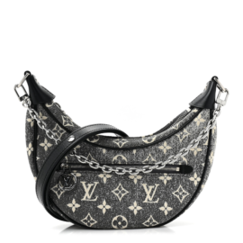 fake designer bags Louis Vuitton Monogram Jacquard Denim Loop in Black with Silver Hardware front