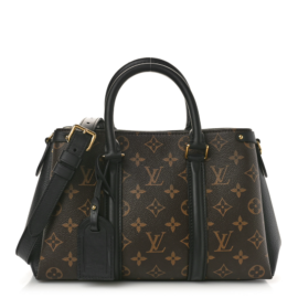 fake designer bags Louis Vuitton Monogram Soufflot BB in Black with Gold Hardware front