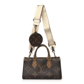 fake designer bags Louis Vuitton Reverse Monogram Giant OnTheGo East West with Gold Hardware front