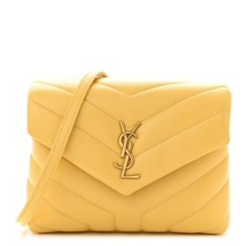 fake designer bags Saint Laurent Toy Calfskin Y Quilted Monogram Loulou Crossbody Bag in Sunflower with Gold Hardware front